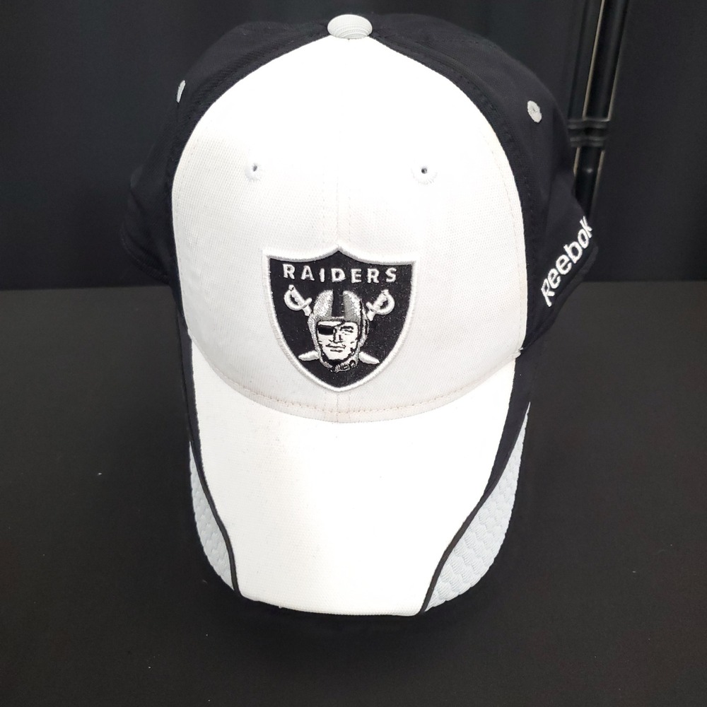 Oakland Raiders Hat Cap Black White Equipment Football Mens Reebok NFL Sz XL